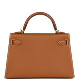 Pre-owned Hermes Kelly Sellier 20 Gold Epsom Gold Hardware
