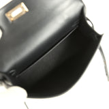 Hermes Kelly Sellier 20 Black Ostrich Permabrass Hardware
