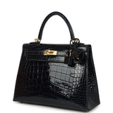 Hermes Kelly Sellier 25 Bleu Baltique Shiny Alligator Gold Hardware