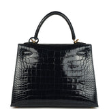 Hermes Kelly Sellier 25 Bleu Baltique Shiny Alligator Gold Hardware