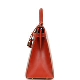 Vintage Hermes Kelly Sellier 32 Brique Box Gold Hardware