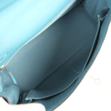 Vintage Hermes Kelly Retourne 32 Blue Jean Togo Palladium Hardware