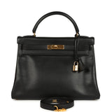 Vintage Hermes Kelly Retourne 32 Black Gulliver Gold Hardware - Thumbnail View 1