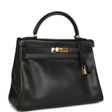 Vintage Hermes Kelly Retourne 32 Black Gulliver Gold Hardware - Thumbnail View 2