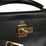 Vintage Hermes Kelly Retourne 32 Black Gulliver Gold Hardware - Thumbnail View 7