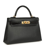 Hermes Kelly Sellier 20 Black Madame and Shiny Alligator Touch Gold Hardware