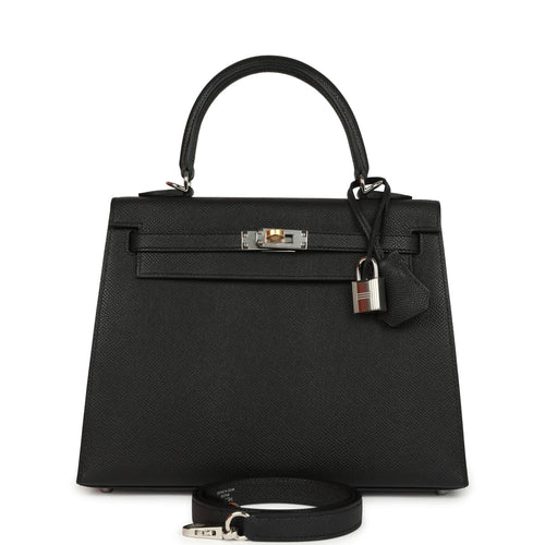 Hermes Kelly Sellier 25 Black Epsom Electrum Hardware