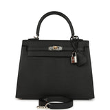 Hermes Kelly Sellier 25 Black Epsom Electrum Hardware