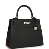 Hermes Kelly Sellier 25 Black Epsom Electrum Hardware
