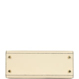 Hermes Special Order (HSS) Kelly Sellier 25 Craie and Black Epsom Brushed Gold Hardware