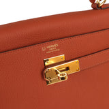 Pre-owned Hermes Special Order (HSS) Kelly Retourne 32 Cuivre Verso Togo Gold Hardware