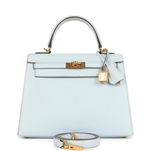 Hermes Kelly Sellier 25 Bleu Brume Epsom Gold Hardware