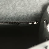 Hermes Kelly Sellier 25 Tri-Color Black, Vert Amande and Vert Mangrove Epsom Palladium Hardware
