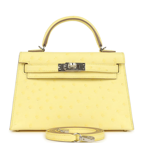 Hermes Kelly Sellier 20 Limoncello Ostrich Palladium Hardware