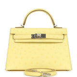Hermes Kelly Sellier 20 Limoncello Ostrich Palladium Hardware