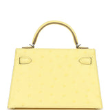 Hermes Kelly Sellier 20 Limoncello Ostrich Palladium Hardware