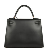 Vintage Hermes Kelly Sellier 28 Black Chamonix Gold Hardware