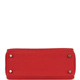 Pre-owned Hermes Kelly Retourne 25 Rouge Casaque Togo Palladium Hardware
