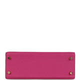 Pre-owned Hermes Special Order (HSS) Kelly Sellier 25 Rose Pourpre Verso Epsom Permabrass Hardware