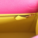Pre-owned Hermes Special Order (HSS) Kelly Sellier 25 Rose Pourpre Verso Epsom Permabrass Hardware