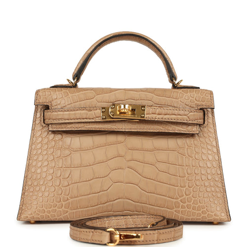 Hermes Kelly Sellier 20 Chai Matte Alligator Gold Hardware
