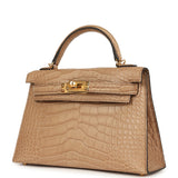 Hermes Kelly Sellier 20 Chai Matte Alligator Gold Hardware