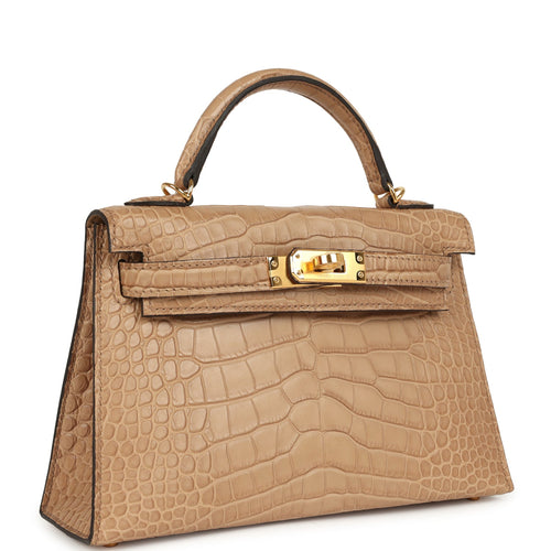 Hermes Kelly Sellier 20 Chai Matte Alligator Gold Hardware