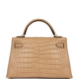 Hermes Kelly Sellier 20 Chai Matte Alligator Gold Hardware