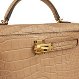 Hermes Kelly Sellier 20 Chai Matte Alligator Gold Hardware