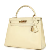 Vintage Hermes Kelly Sellier 28 Parchemin Box Gold Hardware