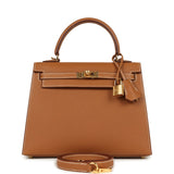 Hermes Kelly Sellier 25 Gold Epsom Gold Hardware
