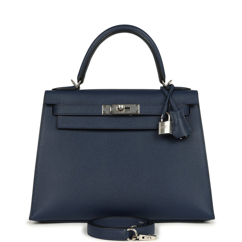 Hermes Kelly Sellier 28 Bleu Navy Epsom Palladium Hardware