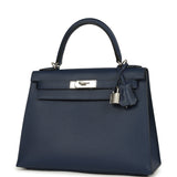 Hermes Kelly Sellier 28 Bleu Navy Epsom Palladium Hardware