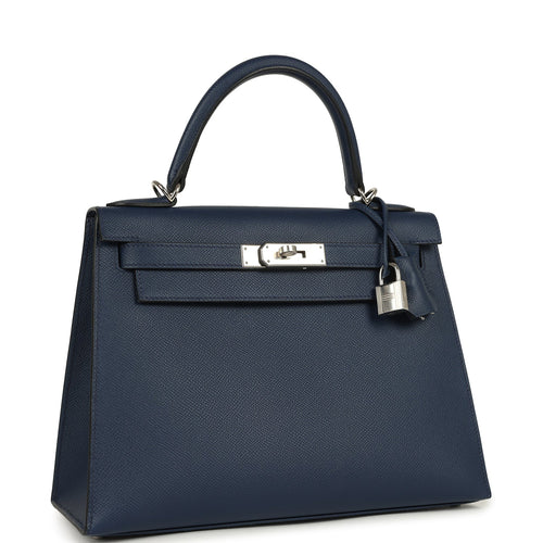 Hermes Kelly Sellier 28 Bleu Navy Epsom Palladium Hardware