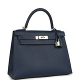 Hermes Kelly Sellier 28 Bleu Navy Epsom Palladium Hardware