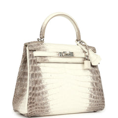 Hermes Kelly Retourne 25 Himalaya Niloticus Crocodile Palladium Hardware