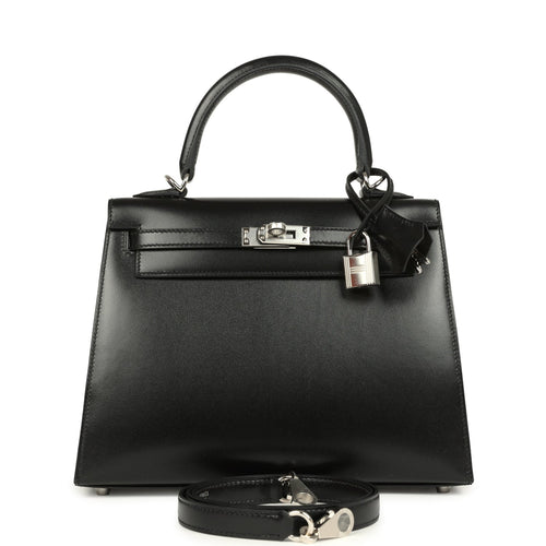Hermes Kelly Sellier 25 Black Box Palladium Hardware