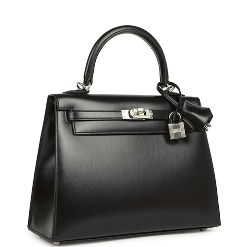 Hermes Kelly Sellier 25 Black Box Palladium Hardware