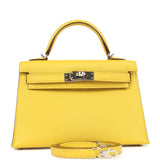 Pre-owned Hermes Kelly Sellier 20 Jaune de Naples Verso Chèvre Mysore Palladium Hardware - Thumbnail View 1