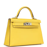 Pre-owned Hermes Kelly Sellier 20 Jaune de Naples Verso Chèvre Mysore Palladium Hardware - Thumbnail View 2