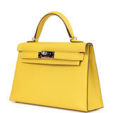 Pre-owned Hermes Kelly Sellier 20 Jaune de Naples Verso Chèvre Mysore Palladium Hardware - Thumbnail View 5