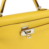 Pre-owned Hermes Kelly Sellier 20 Jaune de Naples Verso Chèvre Mysore Palladium Hardware - Thumbnail View 7