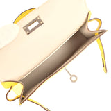 Pre-owned Hermes Kelly Sellier 20 Jaune de Naples Verso Chèvre Mysore Palladium Hardware - Thumbnail View 8