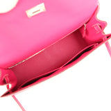 Pre-owned Hermes Candy Kelly Sellier 32 Rose Tyrien Epsom Palladium Hardware
