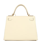 Pre-owned Hermes Kelly Sellier 28 Craie Epsom Gold Hardware
