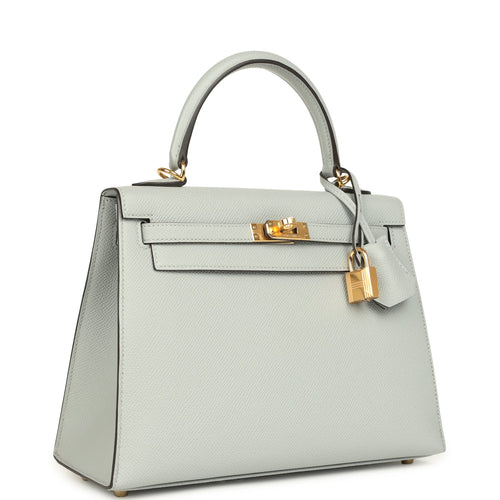 Hermes Kelly Sellier 25 Bleu Glacier Epsom Gold Hardware