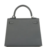 Hermes Kelly Sellier 25 Casaque Etoilee Ardoise Epsom, Black Tadelakt and Vert Peppermint Chevre Mysore Palladium Hardware