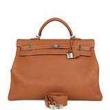 Hermes Kelly Voyage 50 Gold Clemence Palladium Hardware - Thumbnail View 1