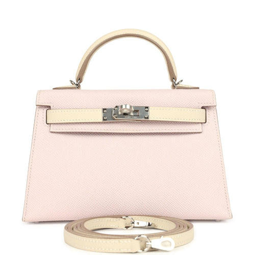 Hermes Special Order (HSS) Kelly Sellier 20 Mauve Pale and Craie Epsom Palladium Hardware