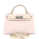 Hermes Special Order (HSS) Kelly Sellier 20 Mauve Pale and Craie Epsom Palladium Hardware